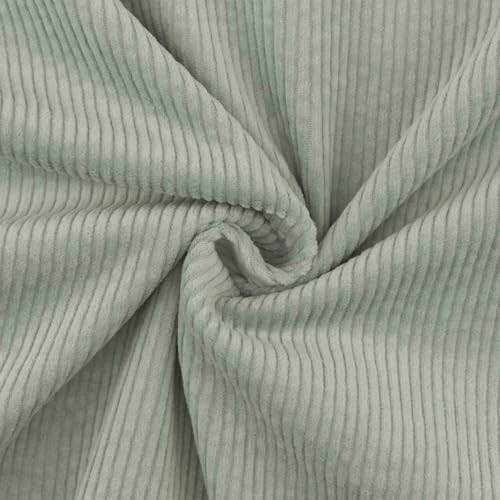 Cord Stoff Strech 6W, gewaschen, Stoff zum Nähen, uni mint (Länge am Stück: ab 50cm / Breite: 140cm) von Fitzibiz