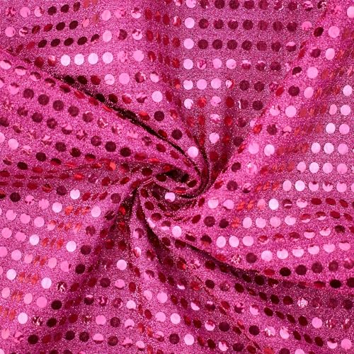 Paillettenstoff, Kreise 6mm, Meterware, Dekostoff, Kostümstoff. glänzend pink (Länge am Stück: ab 100cm / Breite: 100cm) von Fitzibiz