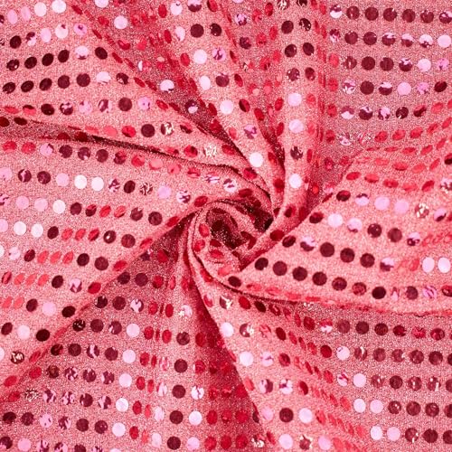 Paillettenstoff, Kreise 6mm, Meterware, Dekostoff, Kostümstoff. glänzend rosa (Länge am Stück: ab 100cm / Breite: 100cm) von Fitzibiz