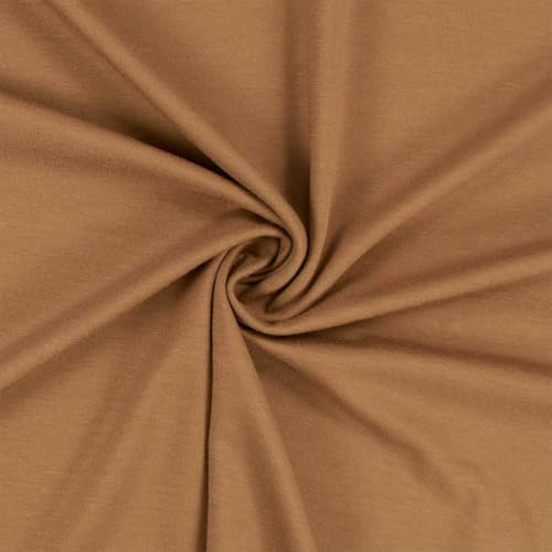 Viskose-Jersey Stoff, elastisch, uni cognac (Länge am Stück: ab 50cm / Breite: 150cm) von Fitzibiz