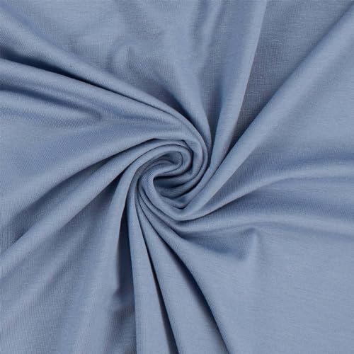 Viskose-Jersey Stoff, elastisch, uni rauchblau (Länge am Stück: ab 50cm / Breite: 150cm) von Fitzibiz