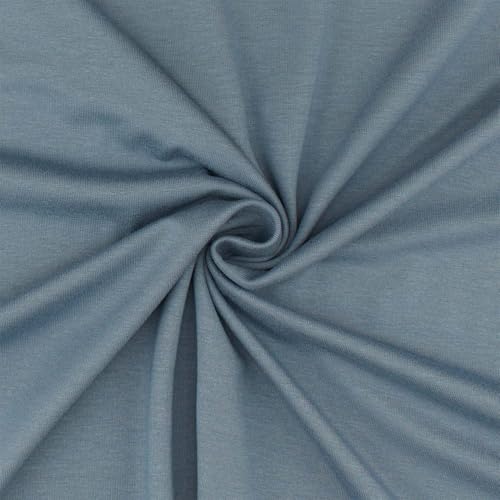 Viskose-Jersey Stoff, elastisch, uni rauchblau (Länge am Stück: ab 50cm / Breite: 150cm) von Fitzibiz