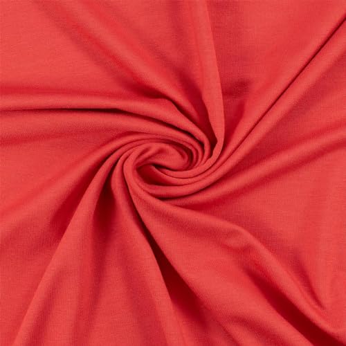 Viskose-Jersey Stoff, elastisch, uni rot (Länge am Stück: ab 50cm / Breite: 150cm) von Fitzibiz