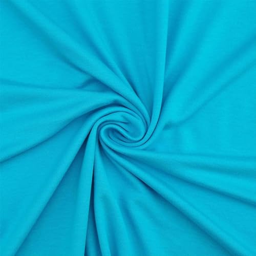 Viskose-Jersey Stoff, elastisch, uni türkisblau (Länge am Stück: ab 50cm / Breite: 150cm) von Fitzibiz