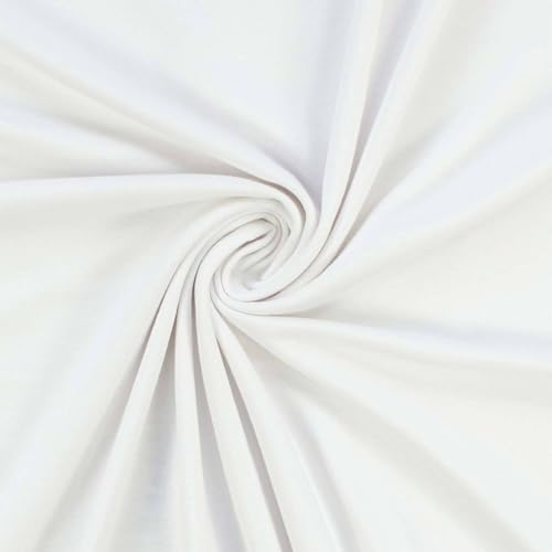 Viskose-Jersey Stoff, elastisch, uni weiß (Länge am Stück: ab 50cm / Breite: 150cm) von Fitzibiz
