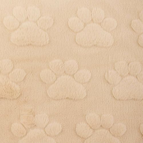 Wellness Fleece Stoff Pfoten, kuschelig weicher Fleecestoff zum Nähen, beige (Länge am Stück: ab 50cm / Breite: 160cm) von Fitzibiz
