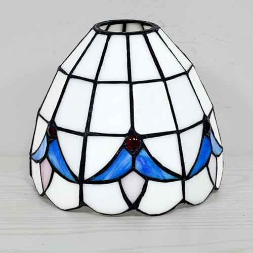 Fiunkes 6 Zoll Ersatzlampenschirm aus blau-weißem Glas, Kleiner Lampenschirm aus Buntglas im Tiffany-Stil für Tischlampen, Deckenlampen, Stehlampen, Nachtlampen, Insellampen,Largehole Fiunkes 6 Zoll Ersatzlampenschirm aus blau-weißem Glas, Kleiner Lampenschirm aus Buntglas im Tiffany-Stil für Tischlampen, Deckenlampen, Stehlampen, Nachtlampen, Insellampen,Largehole von Fiunkes