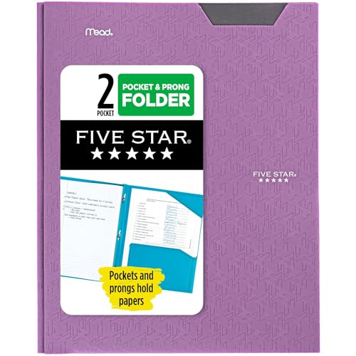 Five Star 2-Pocket-Mappe mit Krappenverschlüssen, Klemmmappe, Ordner mit Taschen, lila (38750) von Five Star