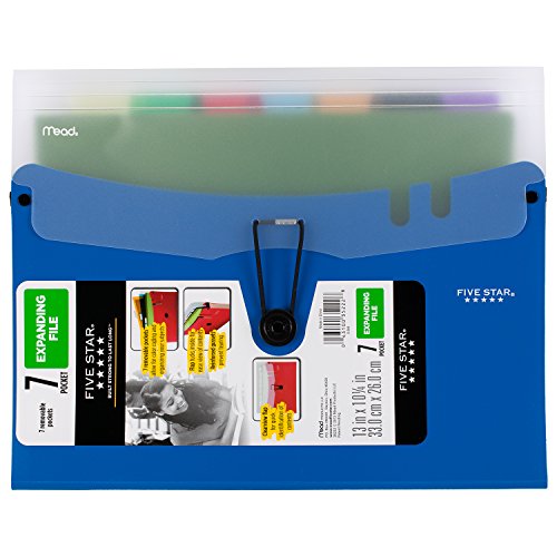Five Star Expanding File with Removable Files, 7-Pocket Expandable File Folder, 13" x 10-1/4", Blue (73942) von Five Star