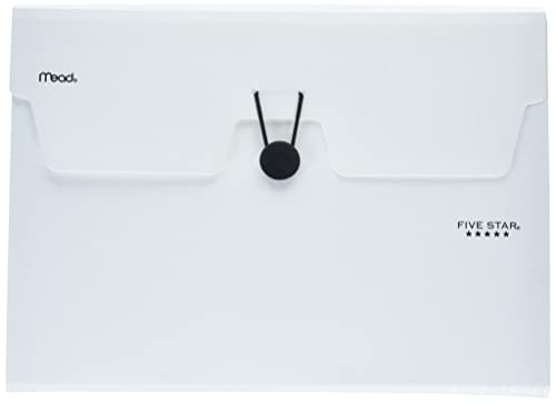 Five Star Fächermappe mit 6 Fächern, Kunststoff, erweiterbar, mit Taschen und Registereinsätzen, hält 27,9 x 21,6 cm, Bungee-Verschluss, Weiß (355520E) von Five Star