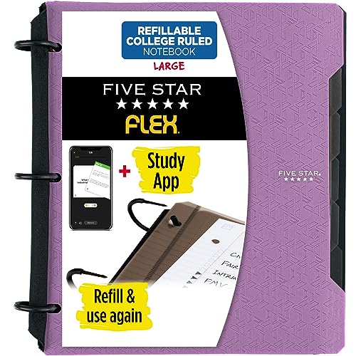 Five Star Flex Hybrid NoteBinder, 1 Zoll Ordner mit Tabs, Notizbuch und 3-Ringbuch All-in-One, lila (29328AB6) von Five Star