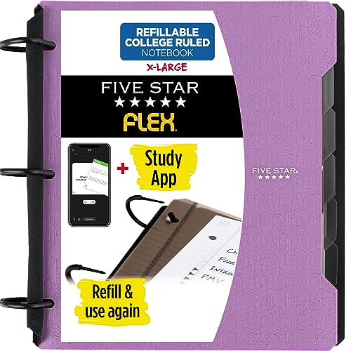 Five Star Flex Hybrid Notizbuch, 1-1/2 Zoll Ordner mit Tabs, Notizbuch und 3-Ringbuch All-in-One, lila (29324AB6) von Five Star