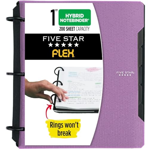 Five Star Flex Hybrid Notizbuch, 1-1/2 Zoll Ordner mit Tabs, Notizbuch und 3-Ringbuch All-in-One, lila (29324AB6) von Five Star