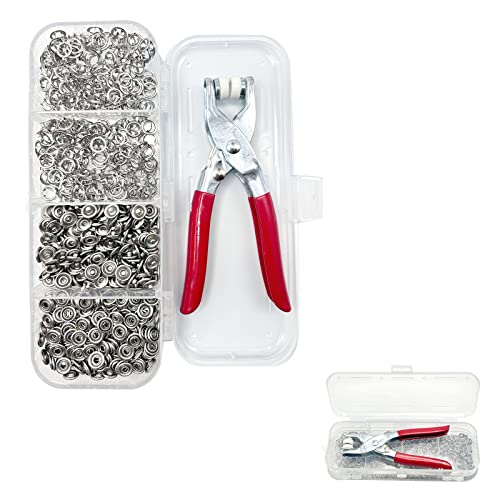 150 Sets Druckknöpfe Kit mit Zange, Feste Knöpfe Werkzeug, Druckknöpfe kit mit Zange, Druckknöpfe Set Metall Ring Button Druckknöpfe für Nähzubehör DIY Basteln Kleidung von FiveMileBro