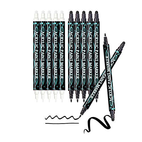 FiveMileBro Acrylmalstifte, Acrylstifte Marker Stifte, Set mit 10 weißen und schwarzen Acrylstiften für Steinmalerei, Holz, Keramik, Leinwand, schnell trocknend, permanenter Markierungsstift FiveMileBro Acrylmalstifte, Acrylstifte Marker Stifte, Set mit 10 weißen und schwarzen Acrylstiften für Steinmalerei, Holz, Keramik, Leinwand, schnell trocknend, permanenter Markierungsstift von FiveMileBro