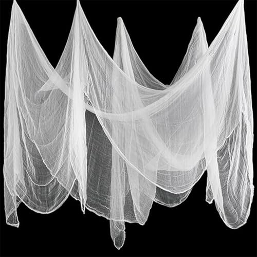 FiveMileBro 215 x 500 cm Gruseliges Käsetuch - Halloween Gruseliges Tuch Dekorationen für Spukhäuser, Gruseliges Tuch als Türen Vorhang Innen Außen (weiß) von FiveMileBro