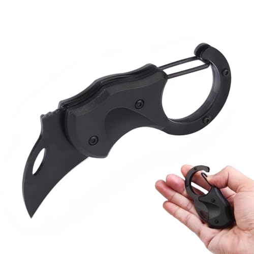 FiveMileBro Klappmesser, Klappmesser Schwarz mit Karabiner, EDC Schlüsselanhänger Messer, Outdoor Camping Messer, Kartonschneider, Teppichmesser, Taschenmesser, Paketöffner, Geschenk für Männer FiveMileBro Klappmesser, Klappmesser Schwarz mit Karabiner, EDC Schlüsselanhänger Messer, Outdoor Camping Messer, Kartonschneider, Teppichmesser, Taschenmesser, Paketöffner, Geschenk für Männer von FiveMileBro