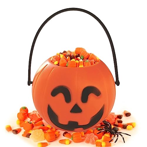 Fivetoo Halloween-Eimer für Süßes oder Saures,Kürbis-Lächeln-Gesicht beleuchteter Süßes oder Saures-Korb | Halloween-Partytüten-Süßigkeitshalter, wiederverwendbarer Goody-Eimer von Fivetoo