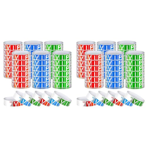 Fivetwofive 1200 Pack VIP-Armbänder für Veranstaltungen Wasserdichte VIP-Armbänder VIP- Armbänder für Partys (Rot, Blau, Grün) von Fivetwofive