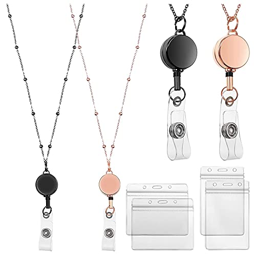 Fivetwofive 2 StüCke Einziehbare Abzeichen Spule Lanyard mit ID Halter Hals Kette Lanyard Abzeichen Clip Kette Wasserdichter Halter - B von Fivetwofive