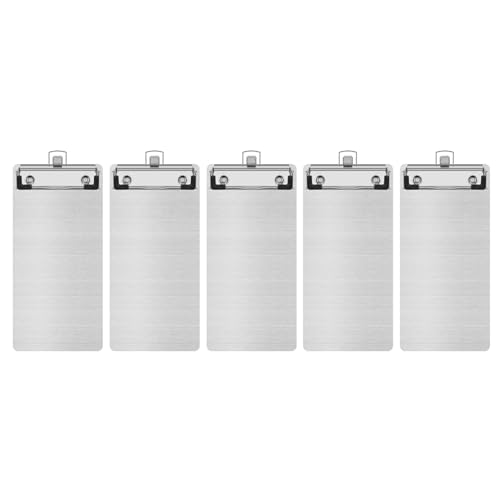 Fivetwofive 5X Metall-Aluminium-Klemmbrett mit Stifthalter 4,1 X 8,4 Mini-Aluminium-Klemmbrett A5-Klemmbrett für Büro, Schule von Fivetwofive