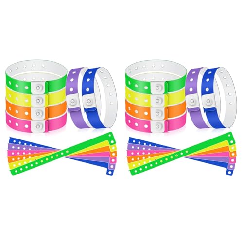 Fivetwofive 96 Stück Vinyl-Armbänder Aus Kunststoff, Event-Armbänder, Armbänder für Events, Konzerte, Karneval, Nachtclubs, Set 2 von Fivetwofive