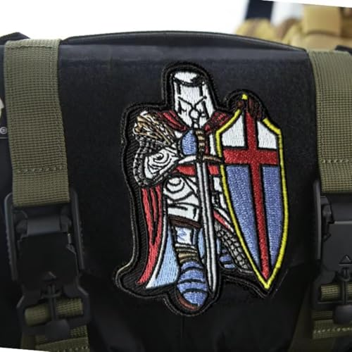 "Der Templer-Ritter" Patches Modernes Militär Moral Taktisch Flicken Bestickter Aufnäher Mit Haken- Und Flauschbänder von Fiwzzdur