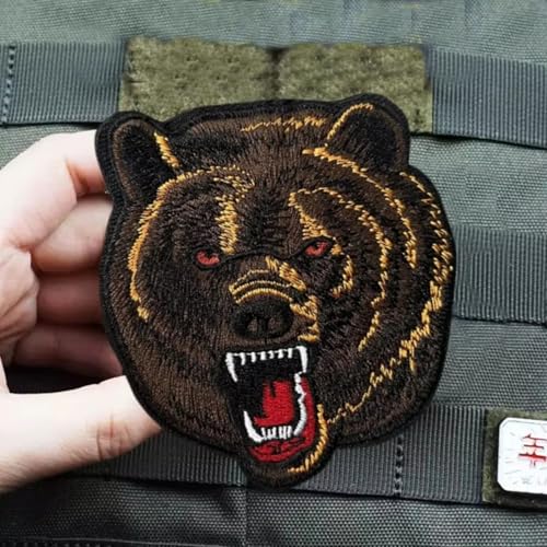 Klett Patch "Braunbär Kampf" Patches Militär Moral Bestickter Aufnäher mit Haken- und Flauschbänder Klett Patch "Braunbär Kampf" Patches Militär Moral Bestickter Aufnäher mit Haken- und Flauschbänder von Fiwzzdur