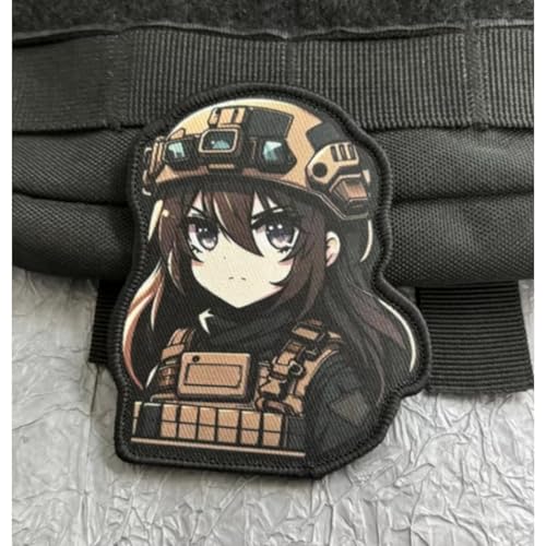 Klett Patch "Cartoon Anime Girl" Patches Klettverschluss Militär Druck Aufkleber DIY Dekoration Klettpatches für Rucksack Bundeswehr Jacke von Fiwzzdur