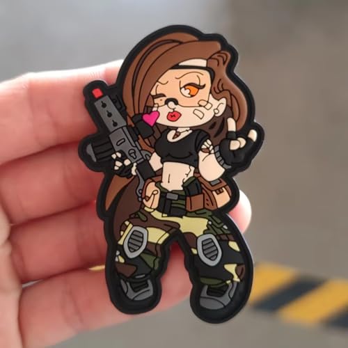 Klett Patch "Cooles Mädchen" Kampf Militär Moral PVC Aufnäher Mit Haken- Und Flauschbänder Klettpatches Für Rucksack Bundeswehr Jacke von Fiwzzdur