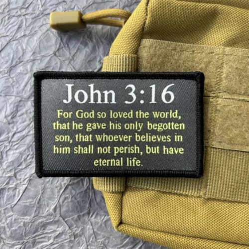 Klett Patch "Johannes 3:16" Patches Klett Militär Aufnäher DIY Deko Klettpatches Für Rucksack Bundeswehr Jacke von Fiwzzdur