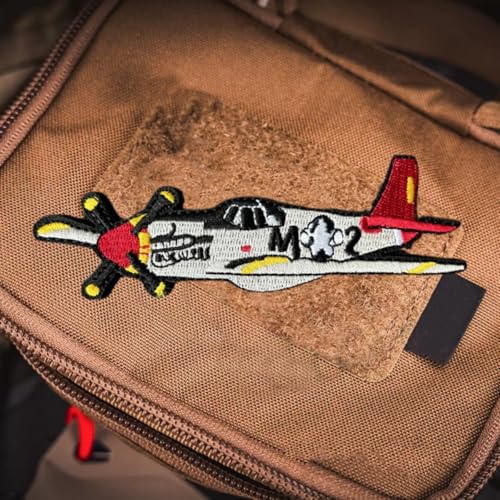 Klett Patch "P-51 Warbird Razorback Kampfflugzeug" Modernes Militär Moral Taktisch Flicken Bestickter Aufnäher Mit Haken- Und Flauschbänder von Fiwzzdur