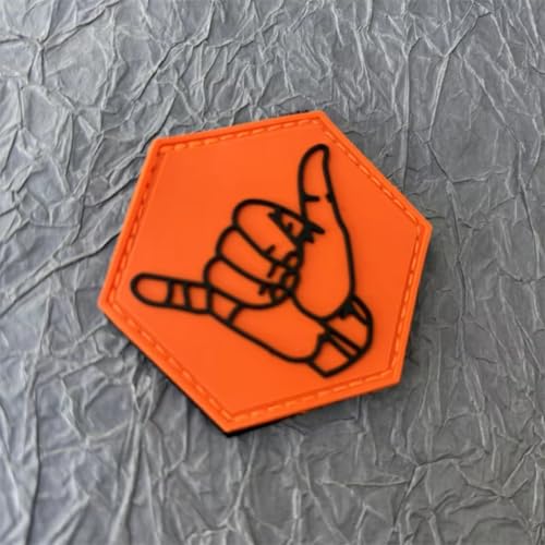 Klett Patch "Shaka Orange Schwarz" Patches Klett Militär PVC Aufnäher DIY Deko Klettpatches Für Rucksack Bundeswehr Jacke von Fiwzzdur