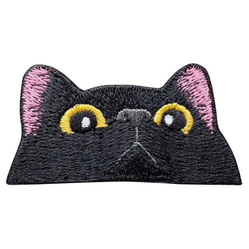 Patches "Cartoon Schwarze Katze Gesicht" Modernes Militär Moral Taktisch Flicken Bestickter Aufnäher mit Haken- und Flauschbänder von Fiwzzdur