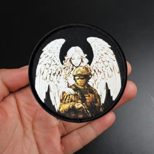 "Unter dem Schutz von Engeln" Patches Klett Militär Aufnäher DIY Deko Klettpatches für Rucksack Bundeswehr Jacke von Fiwzzdur