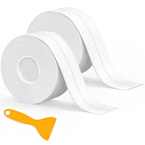 2 Rollen Dichtungsband Selbstklebend, Fugendichtband, Dichtungsband Selbstklebendes Wasserdichtes Klebeband, Für Küche, Bad, Badewanne (Weiß 38 Mm X 3,2 M) von Fixmend