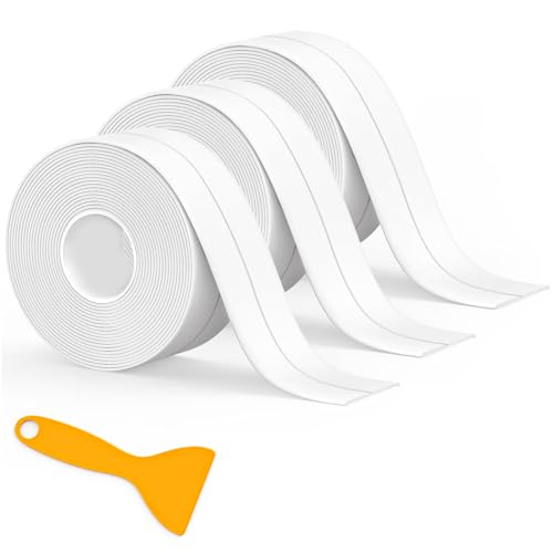 3 Rollen Dichtungsband Selbstklebend, Fugendichtband, Dichtungsband Selbstklebendes Wasserdichtes Klebeband, Für Küche, Bad, Badewanne (Weiß 38 Mm X 3,2 M) von Fixmend