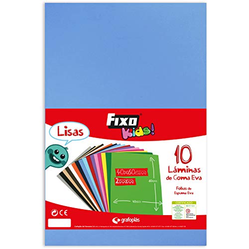 Fixo Kids Gummifolie EVA, einfarbig, Blau, 40 x 60 cm, 10 Stück von Fixo Kids