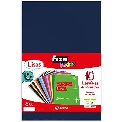 Fixo Kids Gummifolie EVA, einfarbig, Dunkelblau, 40 x 60 cm, 10 Stück von Fixo Kids
