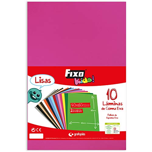 Fixo Kids Gummifolie EVA, einfarbig, Fuchsia, 40 x 60 cm, 10 Stück von Fixo Kids