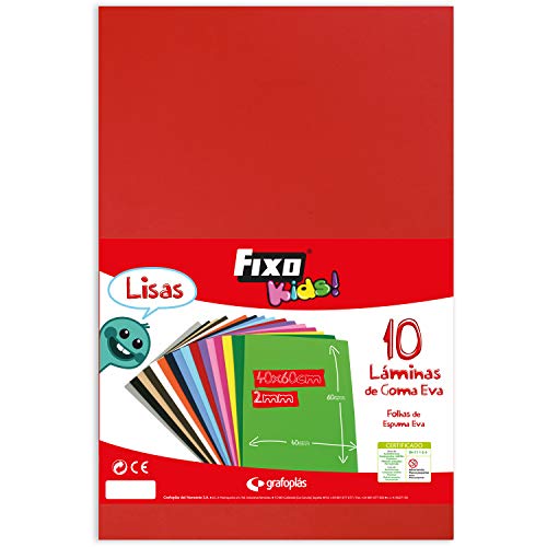 Fixo Kids Gummifolie EVA, einfarbig, Rot, 40 x 60 cm, 10 Stück von Fixo Kids