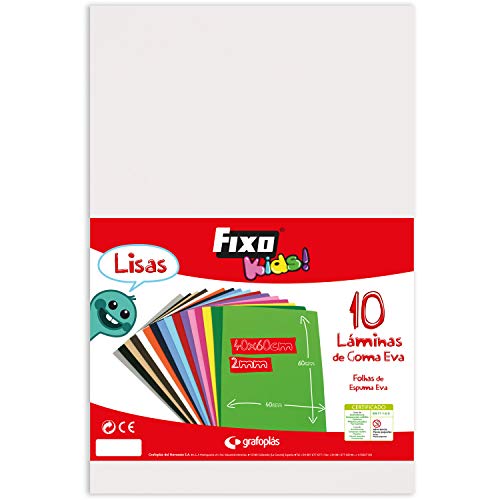Fixo Kids Gummifolie EVA, einfarbig, Weiß, 40 x 60 cm, 10 Stück von Fixo Kids