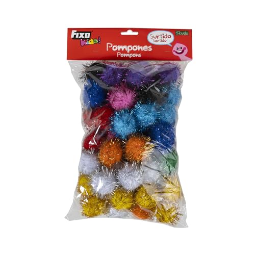 Fixo Kids Pom Pom Pelos 5 cm 57 Stück Glitzer von Fixo Kids