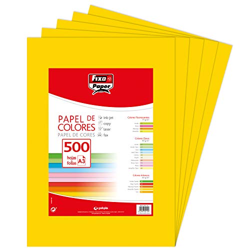 FIXO Paper 65009163 Packung mit 500 Blatt à 80 g, Papier, gelb, A3, stück von Fixo