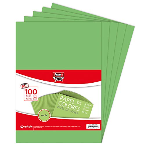 FIXO Papier 65009220, Packung mit 100 Blatt, 80 g, grün, A4, stück von Fixo
