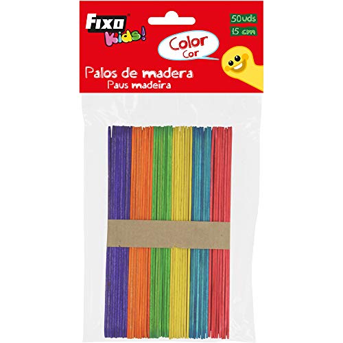 Fixo Kids 68005100, 50 Stück breite Holzstäbe für Bastelarbeiten, 15 cm von Fixo