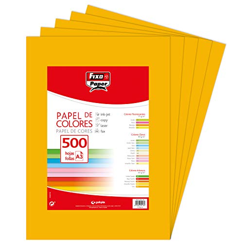 Fixo Paper 65009165 Packung mit 500 Blatt à 80 g/m², Papier, Gold, A3 von Fixo