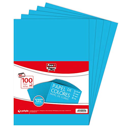 Fixo Paper 65009236 Packung mit 100 Blatt, 80 g, Papier, intensive Türkis, A4 von Fixo