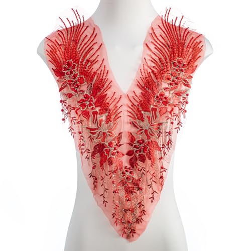 FixrWre Perlen-Blumen-Applikation, bestickte Flicken, handgefertigt, Nähwerkzeug für selbstgemachte Ausschnitte, Mieder, Hochzeit, Brautkleid, Ballkleid, Rot, Größe S FixrWre Perlen-Blumen-Applikation, bestickte Flicken, handgefertigt, Nähwerkzeug für selbstgemachte Ausschnitte, Mieder, Hochzeit, Brautkleid, Ballkleid, Rot, Größe S von FixrWre