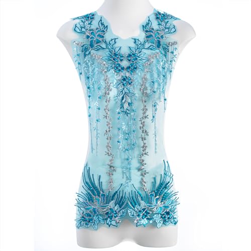 FixrWre Perlen-Blumen-Applikation, bestickte Flicken, handgefertigtes Nähwerkzeug für selbstgemachte Ausschnitte, Mieder, Hochzeit, Brautkleid, Ballkleid, Himmelblau, Größe L FixrWre Perlen-Blumen-Applikation, bestickte Flicken, handgefertigtes Nähwerkzeug für selbstgemachte Ausschnitte, Mieder, Hochzeit, Brautkleid, Ballkleid, Himmelblau, Größe L von FixrWre